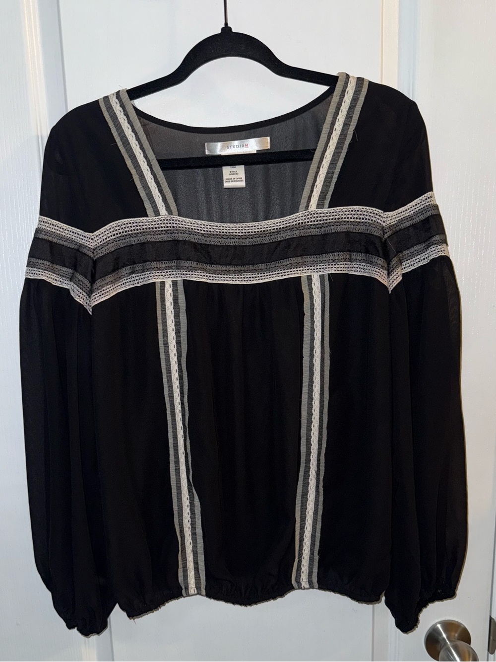 Studio M Shear Boho Peasant Top